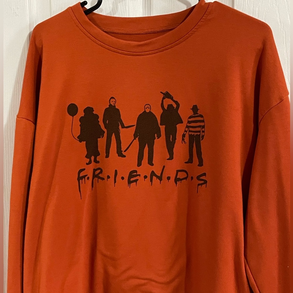 Burnt Orange F.R.I.E.N.D.S Horror Graphic Sweater